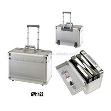New style portable aluminum briefcase with 2 built-in wheels wholesales